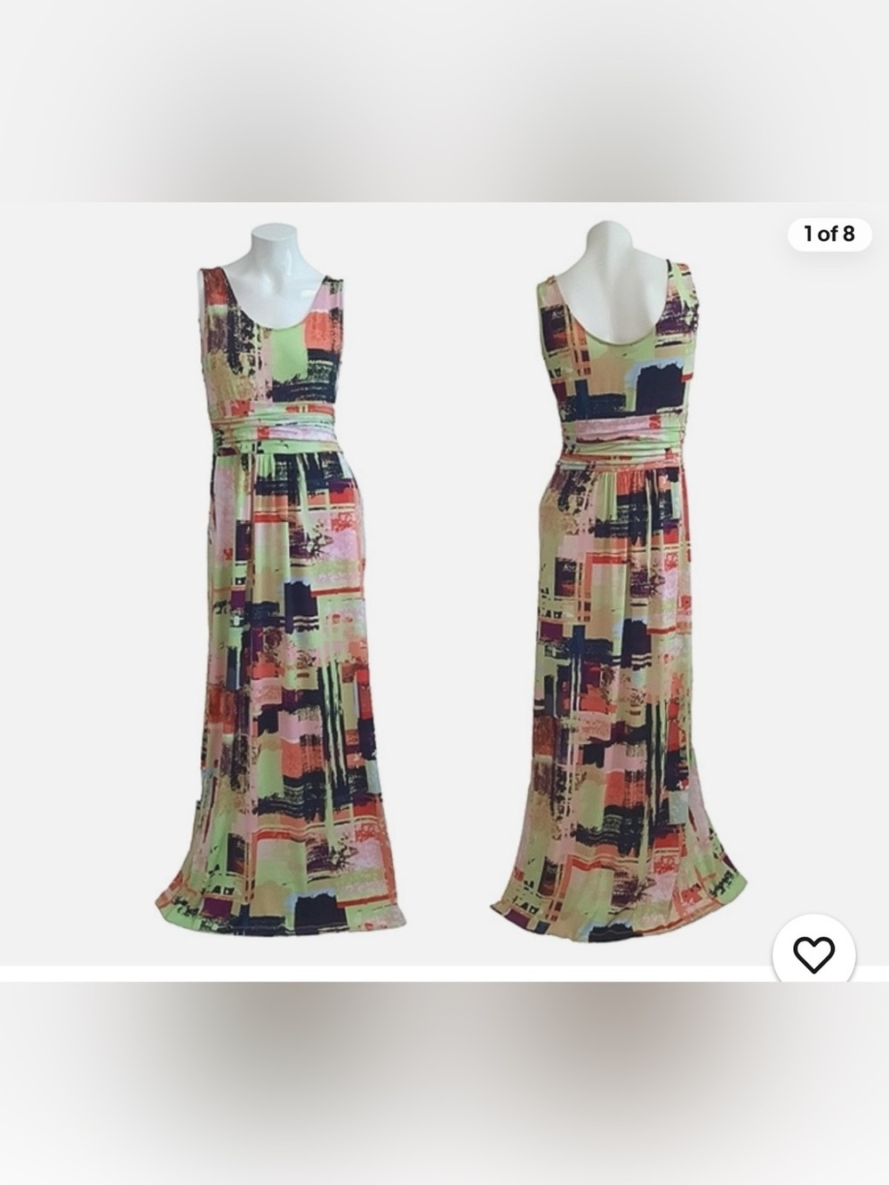 Beige by eci Abstract Print Sleeveless Maxi Dress in Mint, Coral, Navy